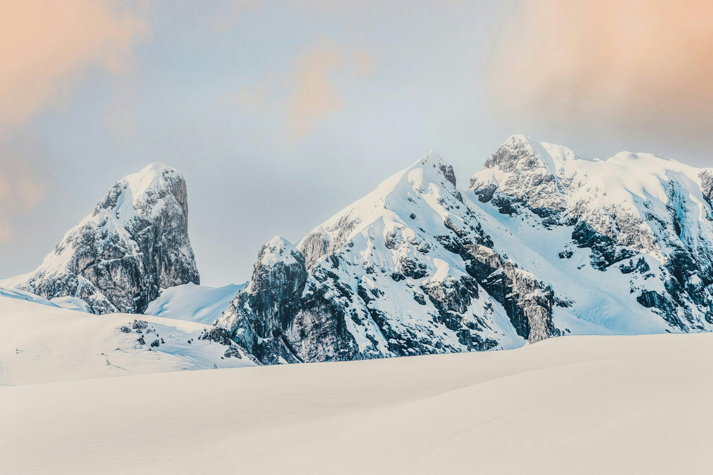 Snowy mountain peaks